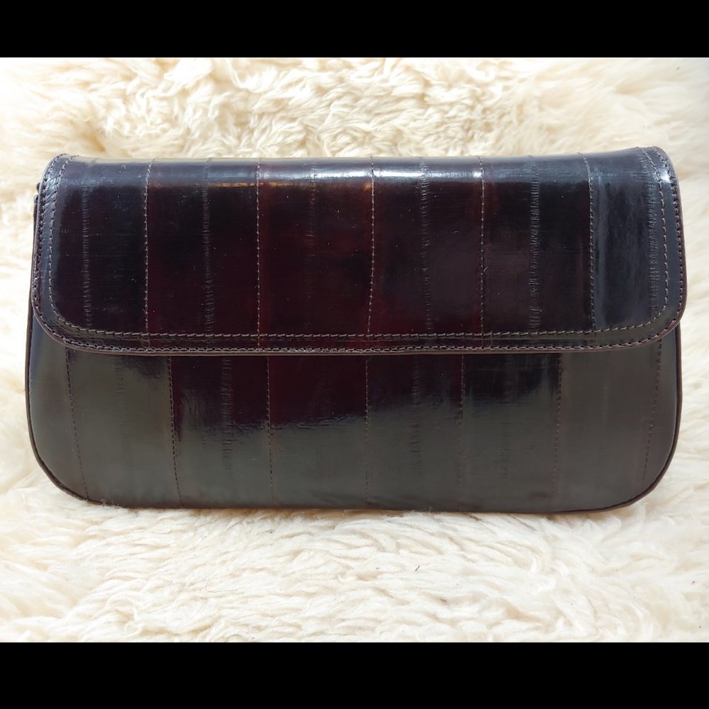 MODA SPANA Eel Skin Clutch/Purse, Brown